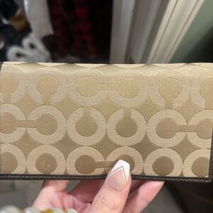 Coach Tan & brown leather checkbook cover